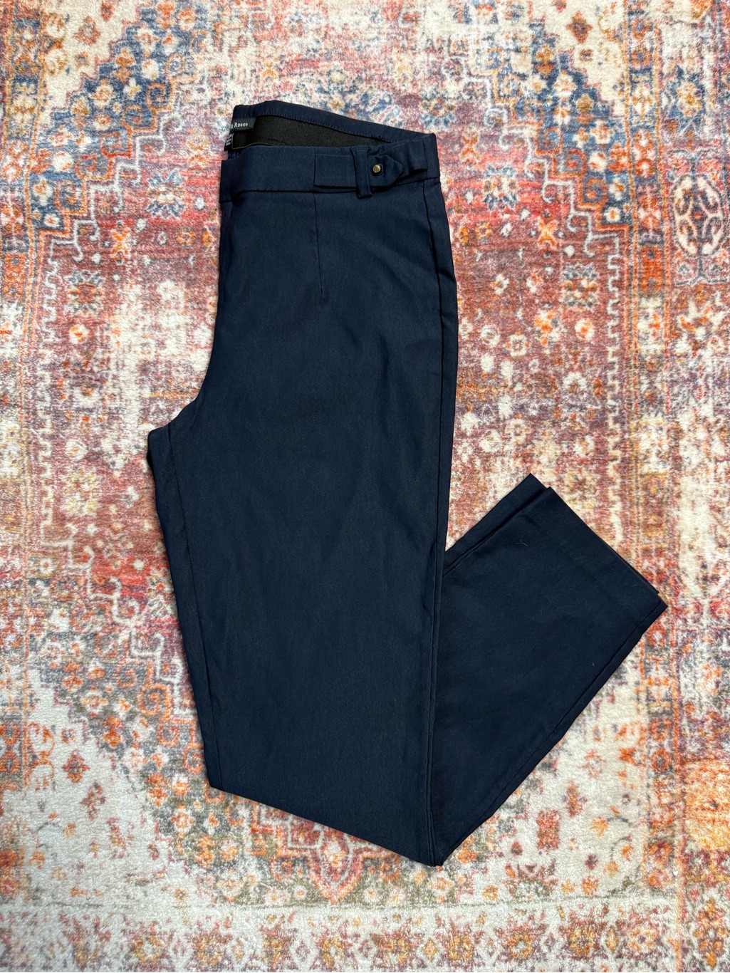 Violets & Roses Tinsley Mid Rise Slim Straight Trouser Navy 6/28 Nwot